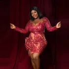 Размера плюс африканские коктейльные платья с бисером, Аппликации, кружевное выпускное платье с Боковым Разрезом Aso Ebi, черные вечерние платья для девушек