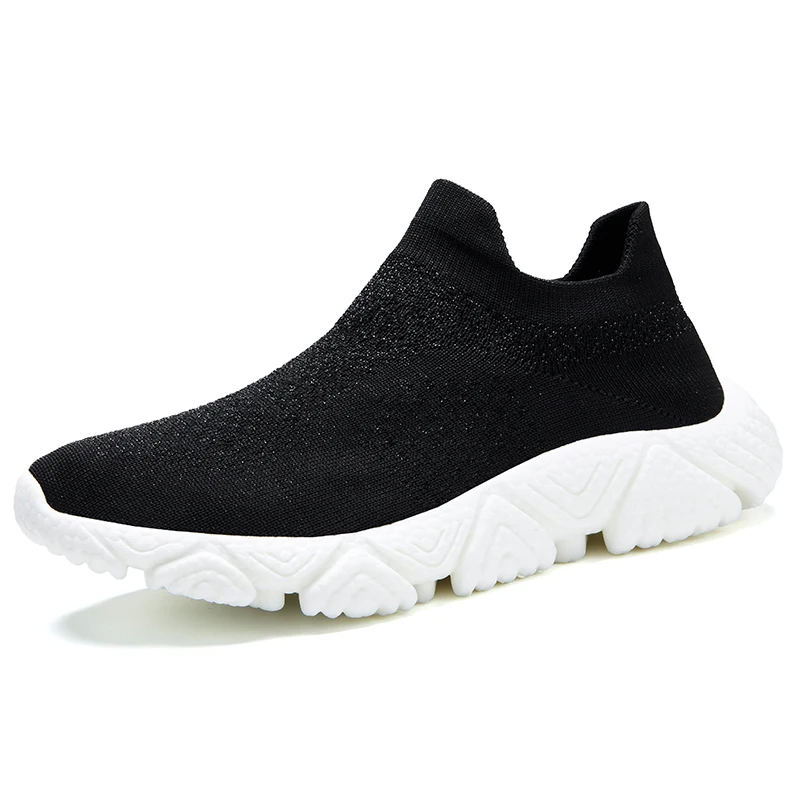 

New 2021 Casual Solid Men's Running Shoes 45 Mesh Slip-on Men's Shoes Outdoor Walking Sport Men's Vulcanized Shoes Black 44
