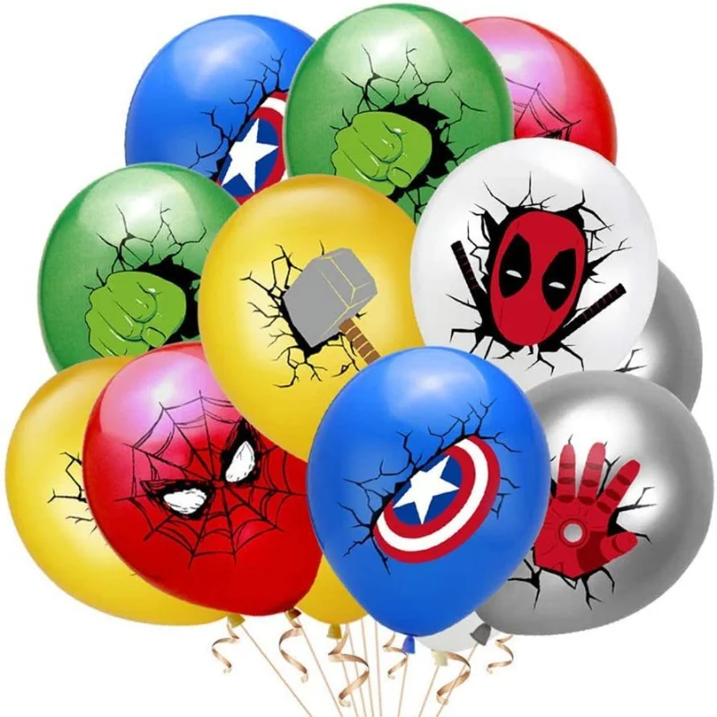 

25pcs Marvel Super Hero Latex Balloons Spiderman Deadpool Ironman Thor Hulk Party Decorations Supplies Kid Toys for Children Boy