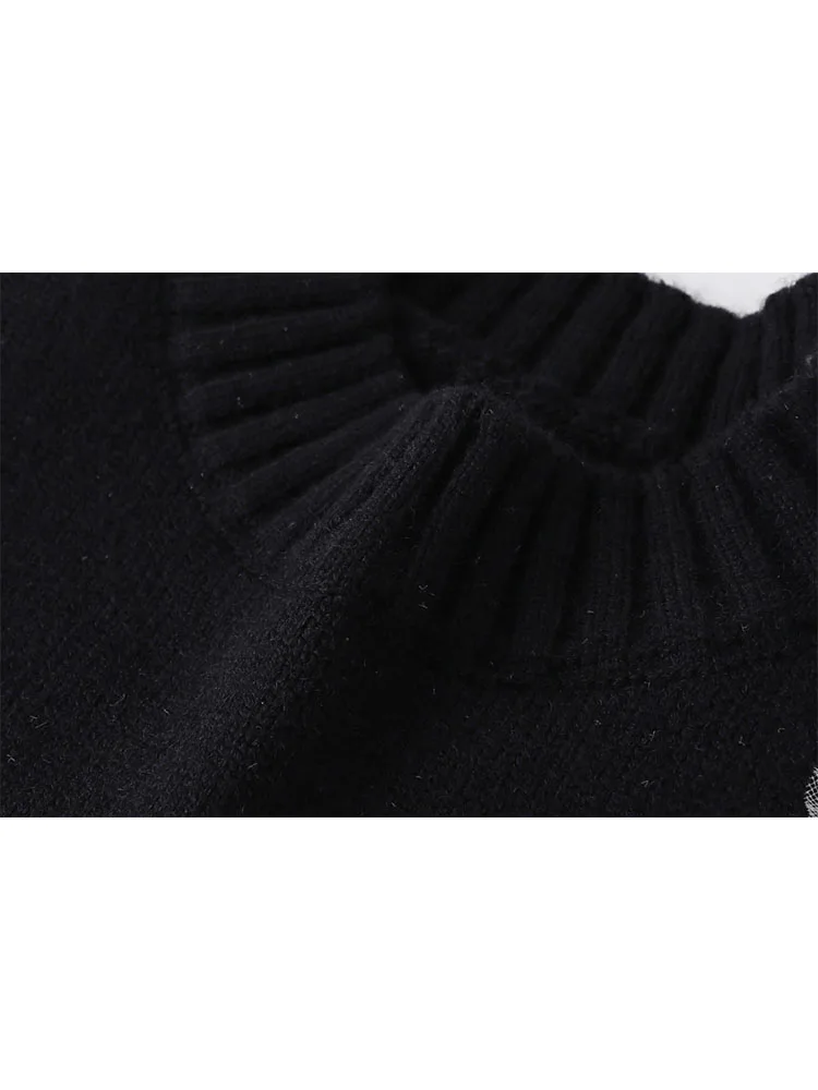 Женский свитер в стиле пэчворк Свободные Повседневные вязаные пуловеры с