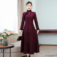 2022 vintage oriental chinese qipao cheongsam dress autumn and winter velvet and thick style elegant oriental qipao party dress