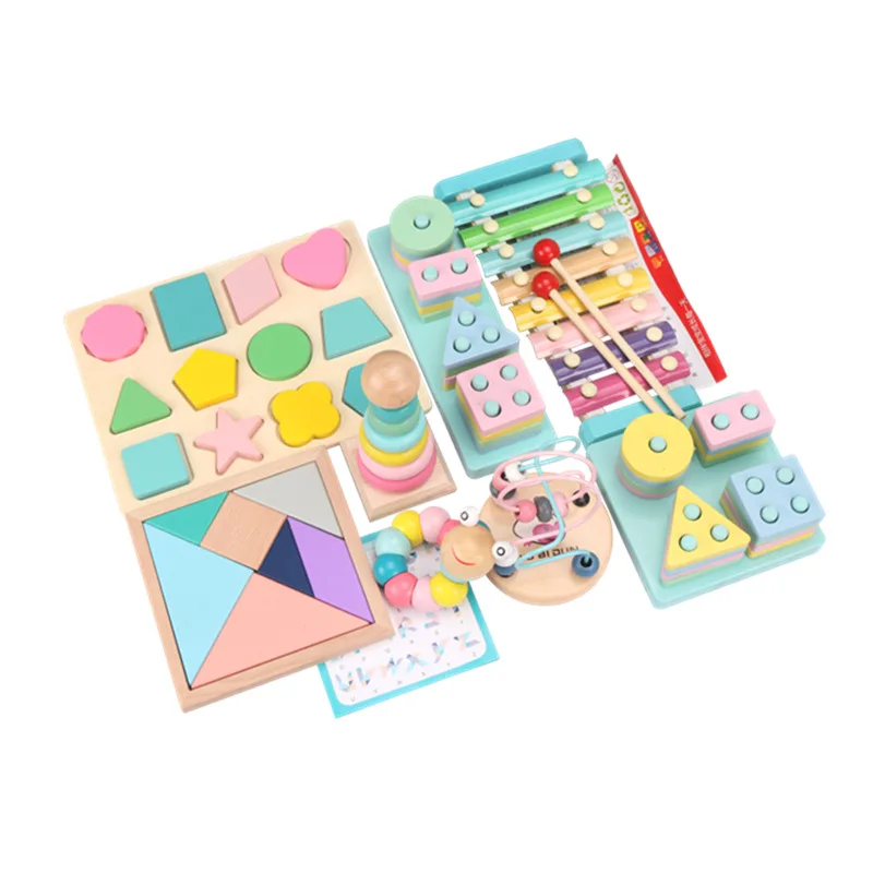 

Montessori Wooden 3D Toys Childhood Learning Toy Children Kids Baby Colorful Wooden Blocks Enlightenment educational toys