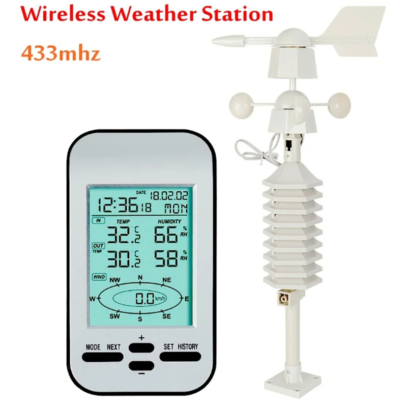 Радиочастотные 43 Гц беспроводные Погодные станции часы с датчиком скорости