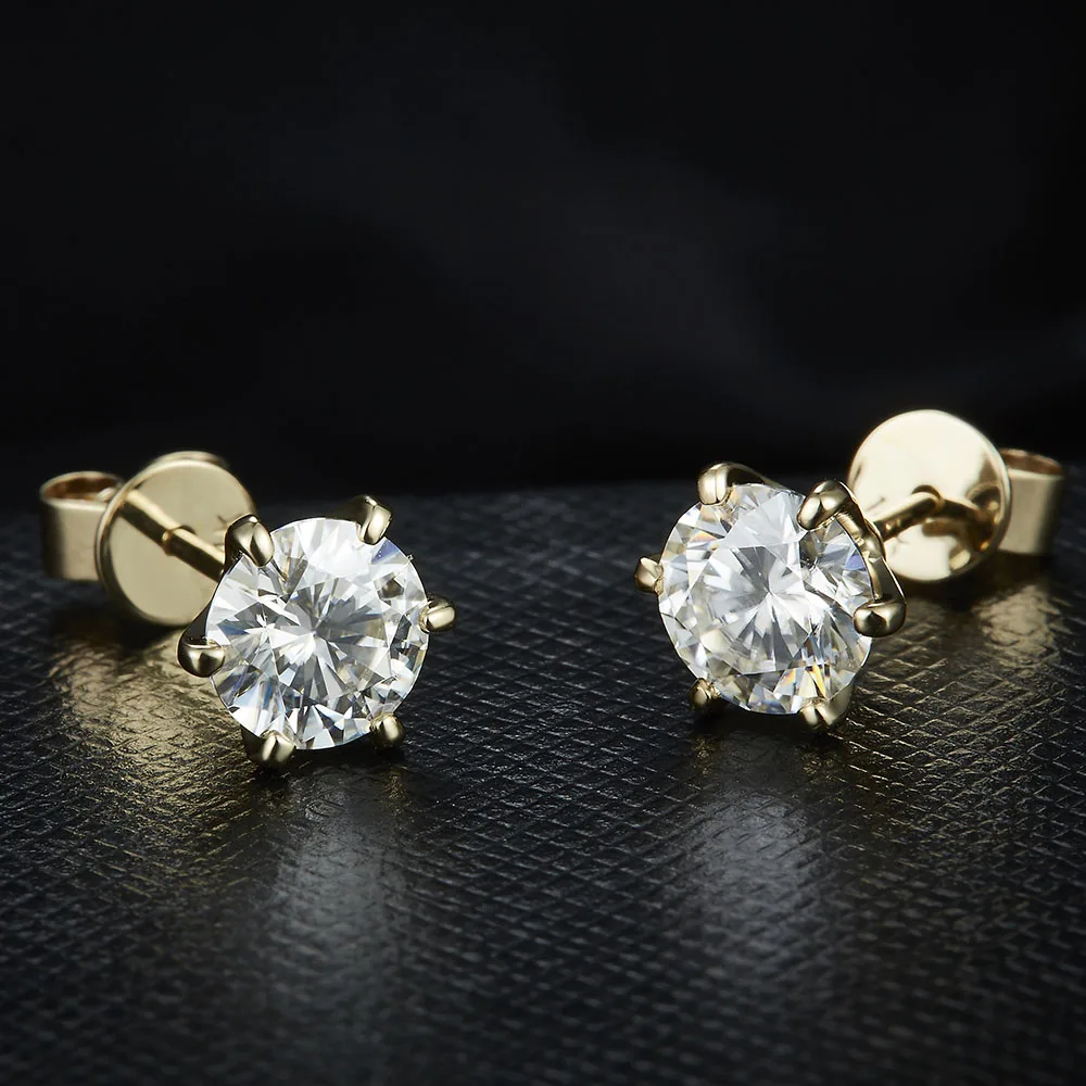 Женские круглые серьги гвоздики nicheems однотонные из желтого золота 14 к 585 пробы 6