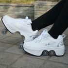 Двойные роликовые туфли для мужчин и женщин, деформационные, автоматические, четырехколесные, двойного назначения для роликовых коньков, обувь для скейтборда