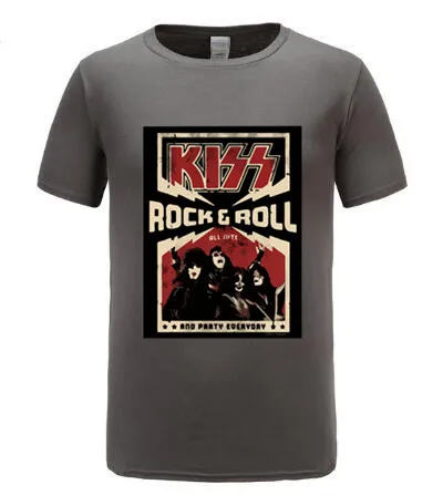 KISS Rock & ролл Вечерние черные футболки на каждый день новинка официальная группа