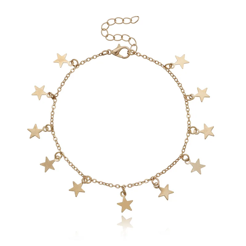 

2021 Trendy Summer Gold Star Pendant Anklet Foot Chain Beach Yoga Ankle Leg Bracelet Charm Anklets Jewelry Gift Wholesale Bulk
