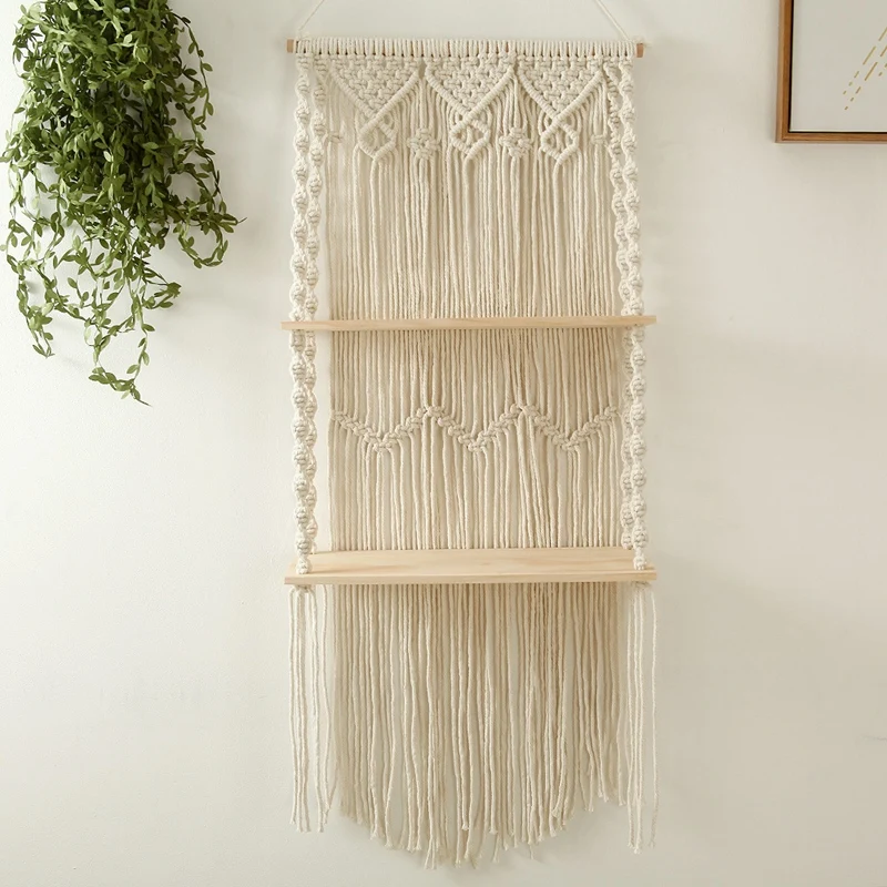 Настенная подвесная полка макраме в стиле бохо плавающая идеально подходит для