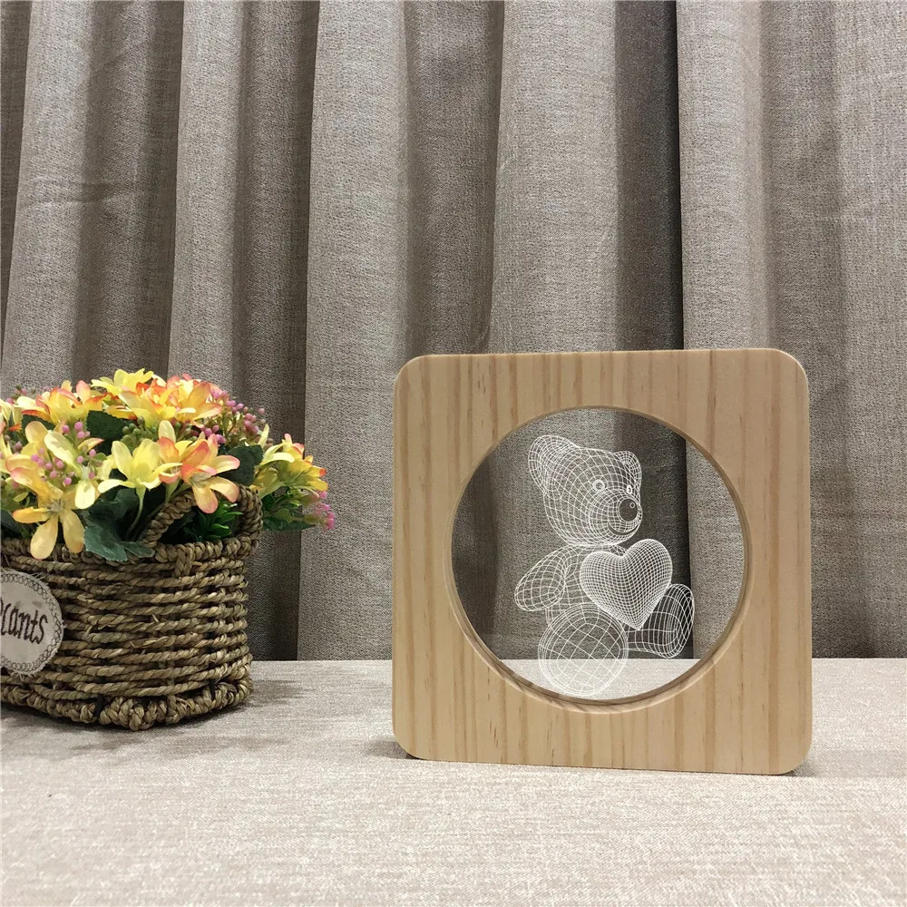 

Love Heart Bear 3D LED Arylic Night Lamp Table Light Switch Control Carving Lamp for Room Decorate Birthday Gift