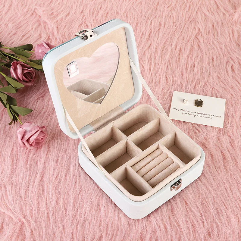 Уличная дорожная простая портативная шкатулка для драгоценностей с зеркалом