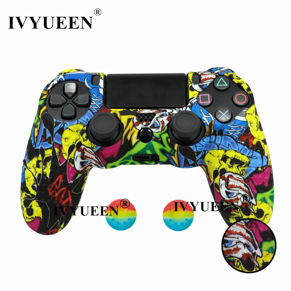 IVYUEEN 25 Colors For PlayStation 4 PS4 Pro Slim Controller Silicone Protective Skin Case Cover Thumb Grip Caps for Dualshock 4