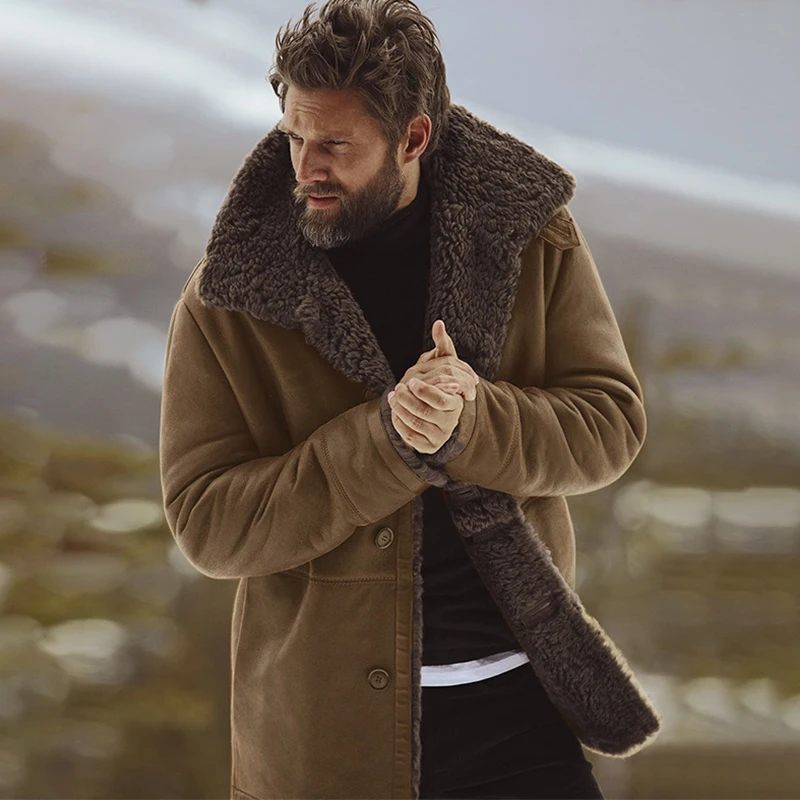 Мужское шерстяное пальто зимнее модная брендовая одежда плотное теплое с