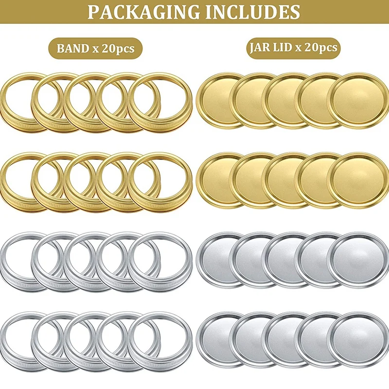 

AU -20-Piece Can Lid, Split Lid, Conventional Can Lid, Leak-Proof Storage Can Lid Compatible with Mason Jars