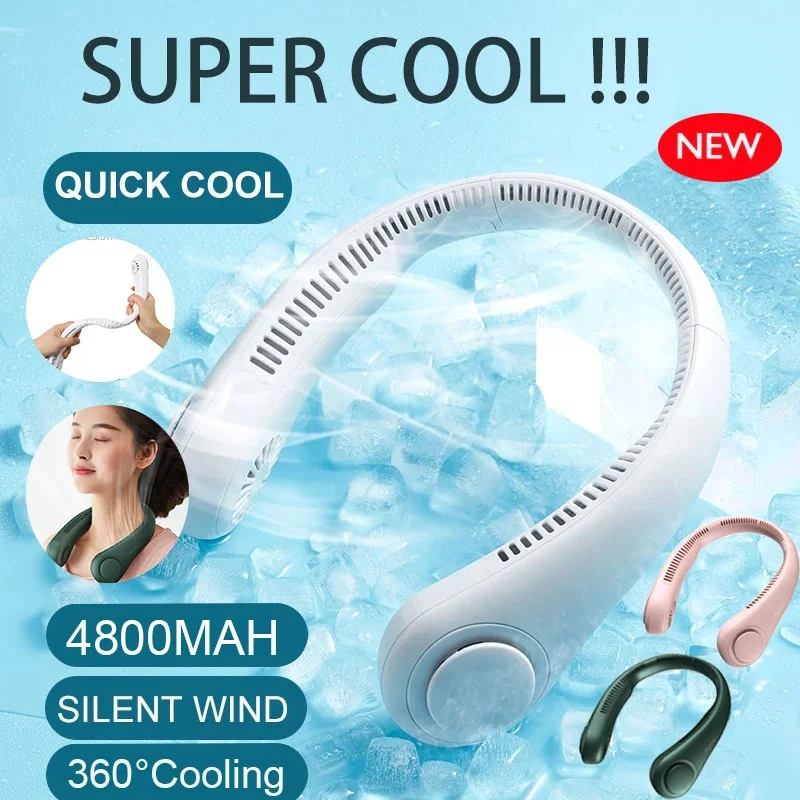 

360 Degree Neckband Fan Mini Portable Bladeless Rechargeable Mute Sports Fans For Outdoor Ventilador Portatil Abanicos Cooling