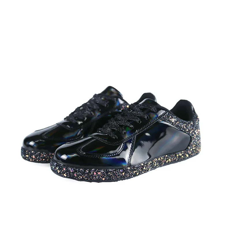 Плоское дно Цвет Фул Дамская обувь металлический с блестками повседневная