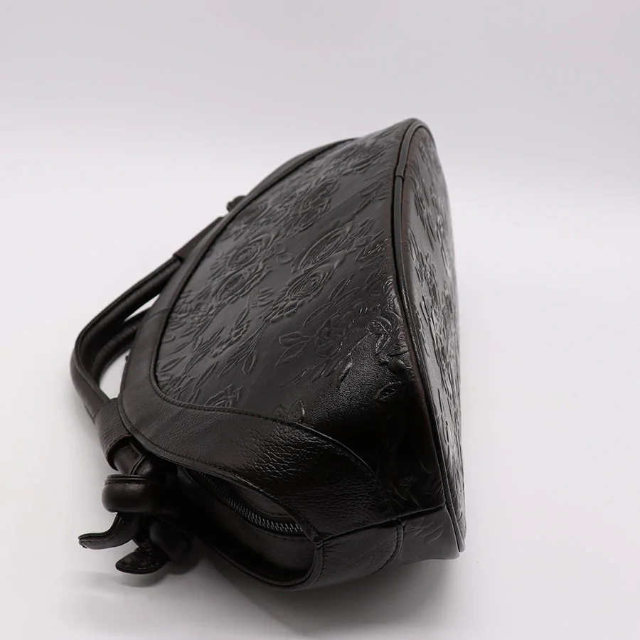 

New Large Luxury Women Top-handle Totes Handbag Genuine Leather Ladies Crossbody Shoulder Bag Floral Engraved Hobos EU Style