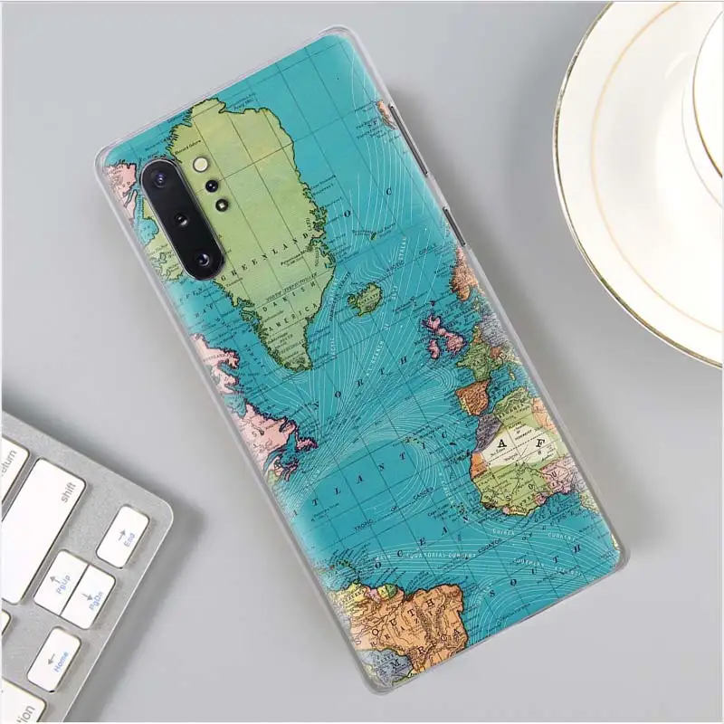 Карта мира самолет Дорожный Чехол для телефона для samsung Galaxy S10 S10e S8 S9 Plus Note 10 Plus 9 8 S6 S7 Edge Твердый Чехол