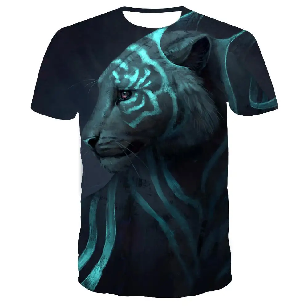 Новинка 2019 Футболка С Рисунком Тигра черная одежда футболка с животным принтом 3d
