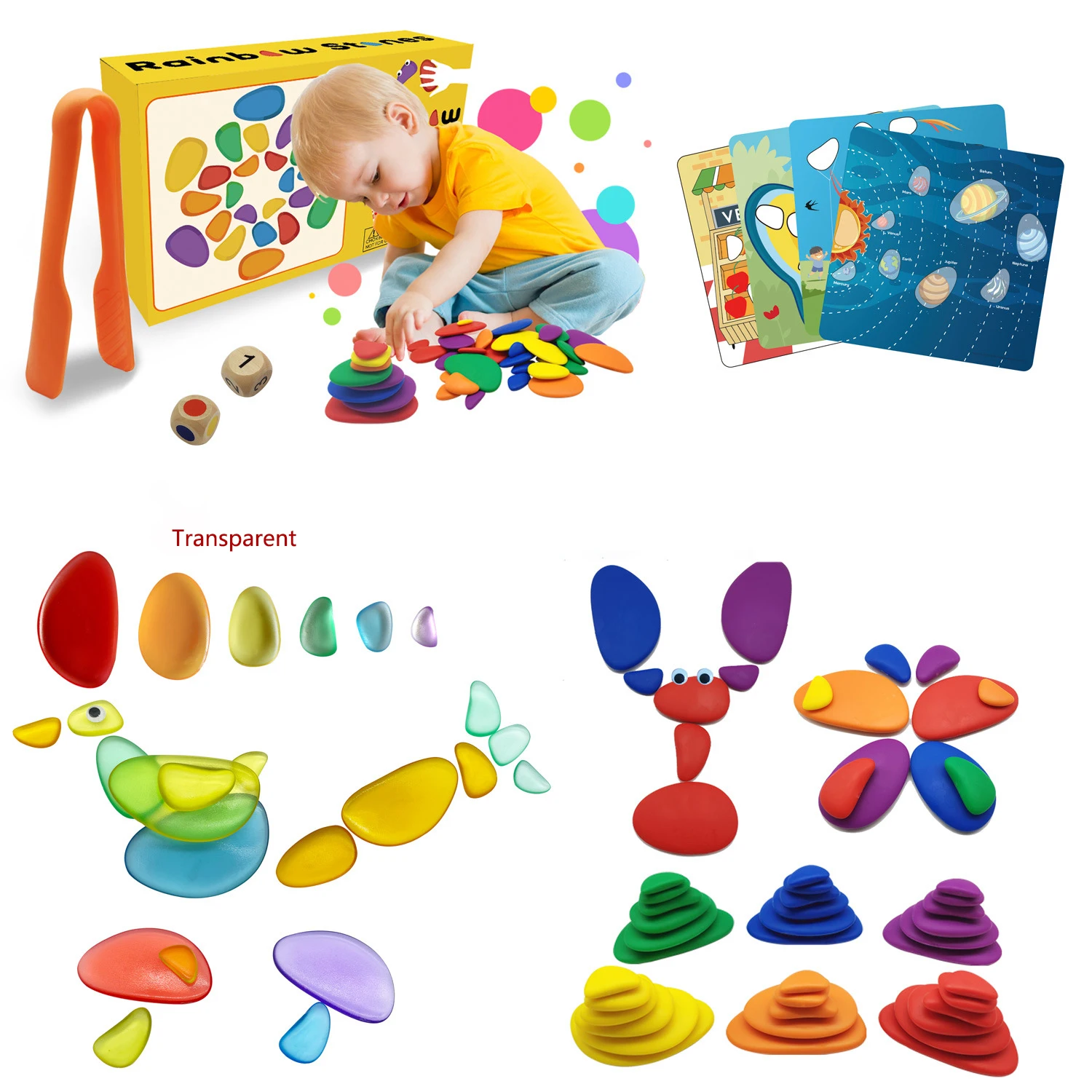 

Детский конструктор Монтессори, развивающие сенсорные игрушки, красочный камень, креативные Детские обучающие игрушки, подарок для детей