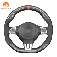 mewant black pu carbon fiber steering wheel cover for volkswagen vw golf 6 vi gti polo r line scirocco tiguan r line