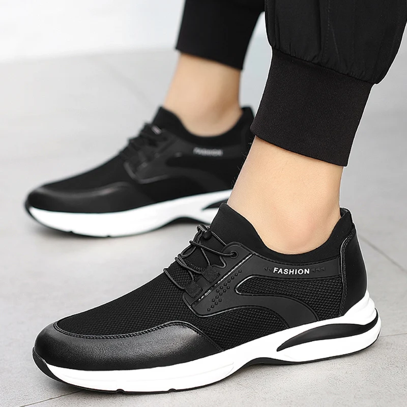 

2021 Summer Mesh Men Casual Shoes Breathable Comfortable Sneakers Man Autumn Nice Classic Black Height Increasing Shoes For Male