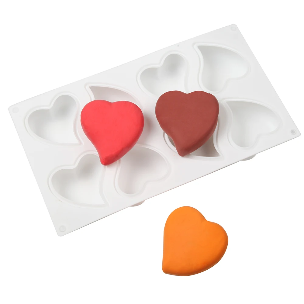 

2021 New 8-Cavitys Love Shape Mould Silicone Cake Mold Valentine's Day Decoration Tool 3D Heart Mousse Pastry Baking Homemade