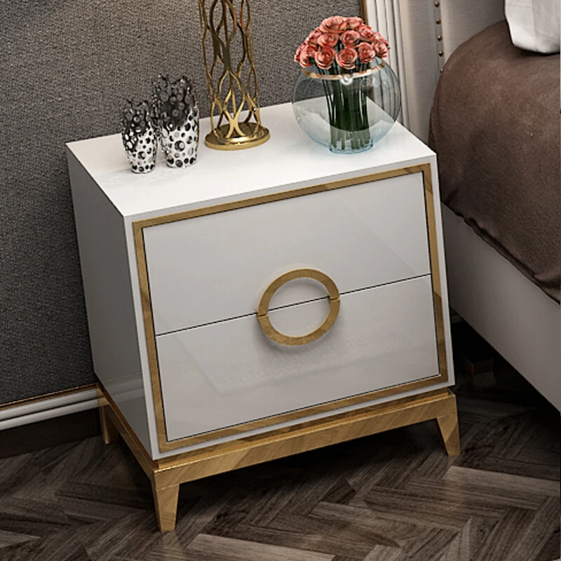 

White Black Modern Iron Casting Golden Nightstand Coffee End Bedside Table Home Furniture Nightstand Cabinet Cupboard Bed Room
