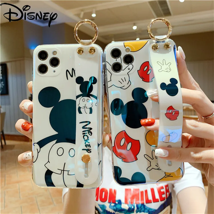 

Disney Mickey Mouse for IPhone 7/8P/X/XR/XS/XSMAX/11/12Pro/12mini Wristband Bracket Anti-drop Mobile Phone Case
