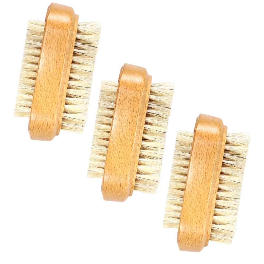

3Pcs Double Side Nail Brushes Wooden Bristles Manicure Nail Art Brushes