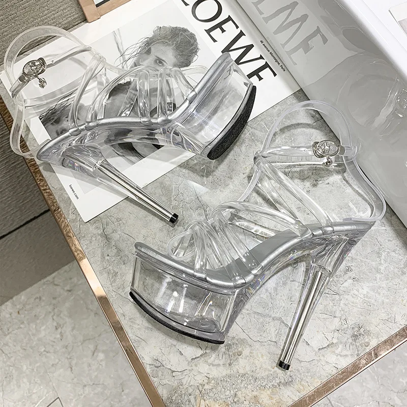 

transparent platform sequined decoration, 15CM stiletto banquet nightclub shoes/pole dancing model women sandals