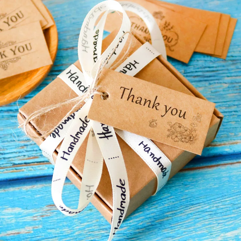 

100pcs Gift Packaging Tags Handmade Hang Paper Tags Thank You Gift Tag Wedding Party Baking Gift Box Decoration Hang Paper