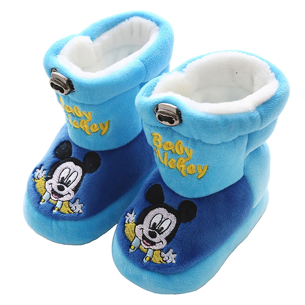 Детские повседневные плюшевые сапоги Disney для девочек и мальчиков мультяшный