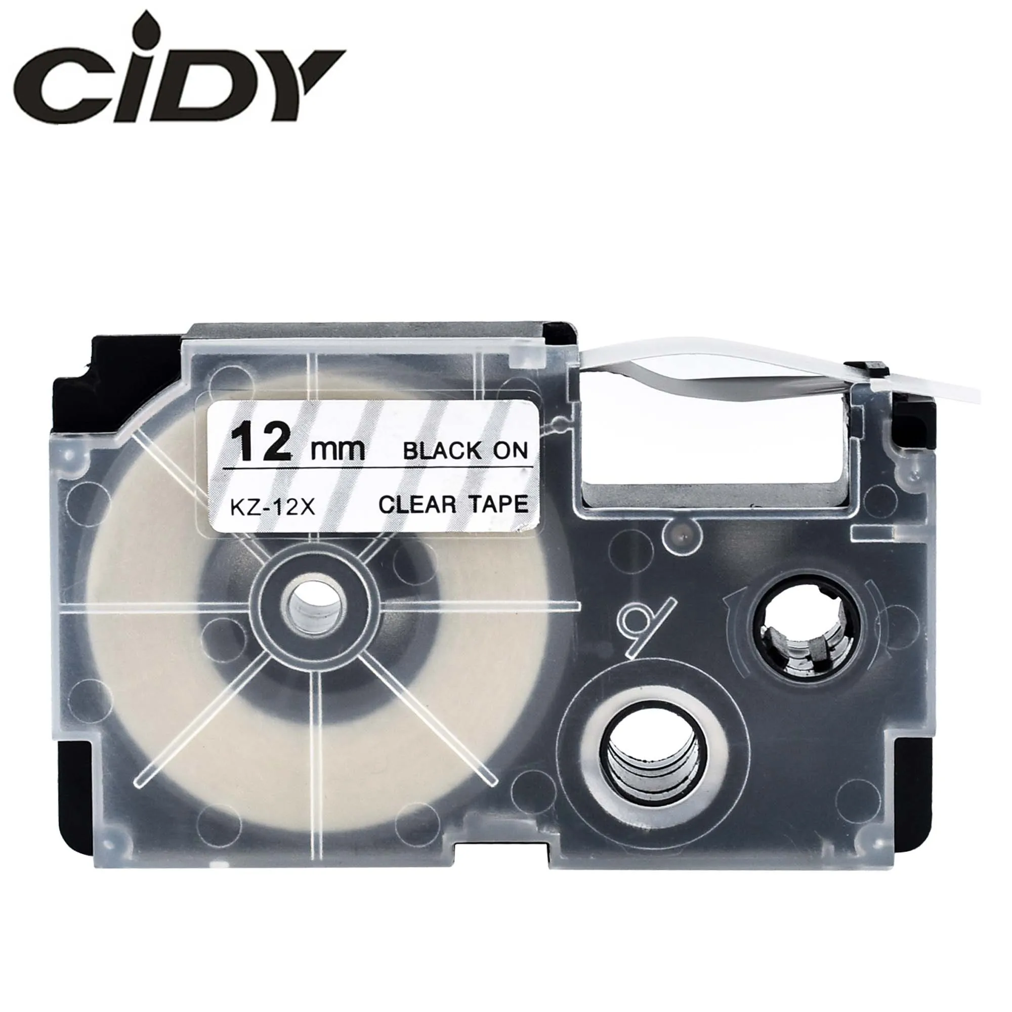 

CIDY 50pcs XR-12X Compatible Casio Label Tape for XR12X XR 12X 12mm Black on Clear Ribbon Label for EZ Printers KL-60L KL-120L