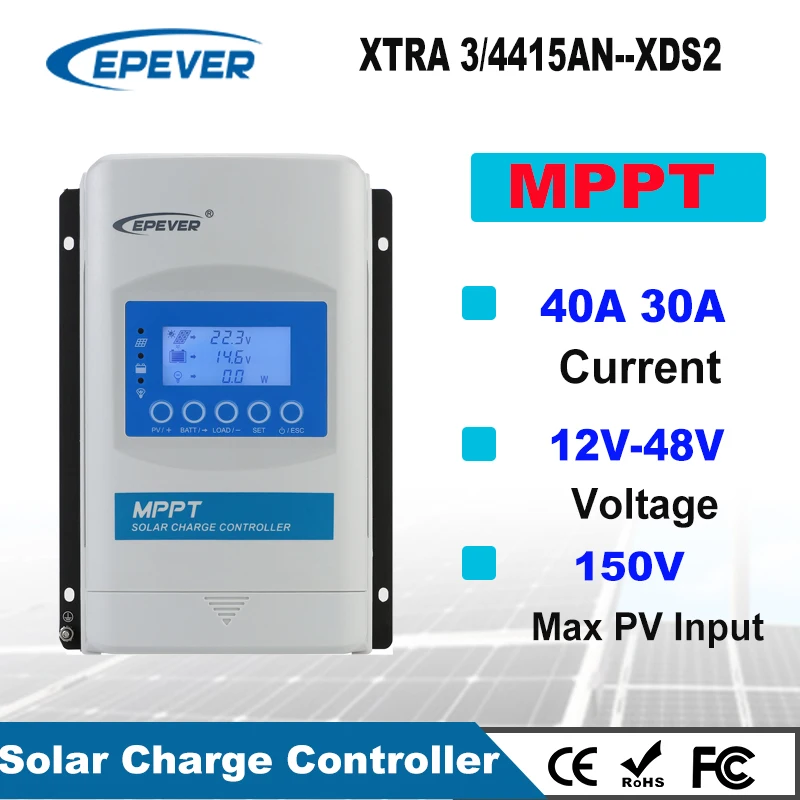 

EPever XTRA Series MPPT Solar Charge Controller 30A 40A LCD Solar Regulator 12V 24V 36V 48V Auto XTRA3415N XTRA4415N TOP Selling