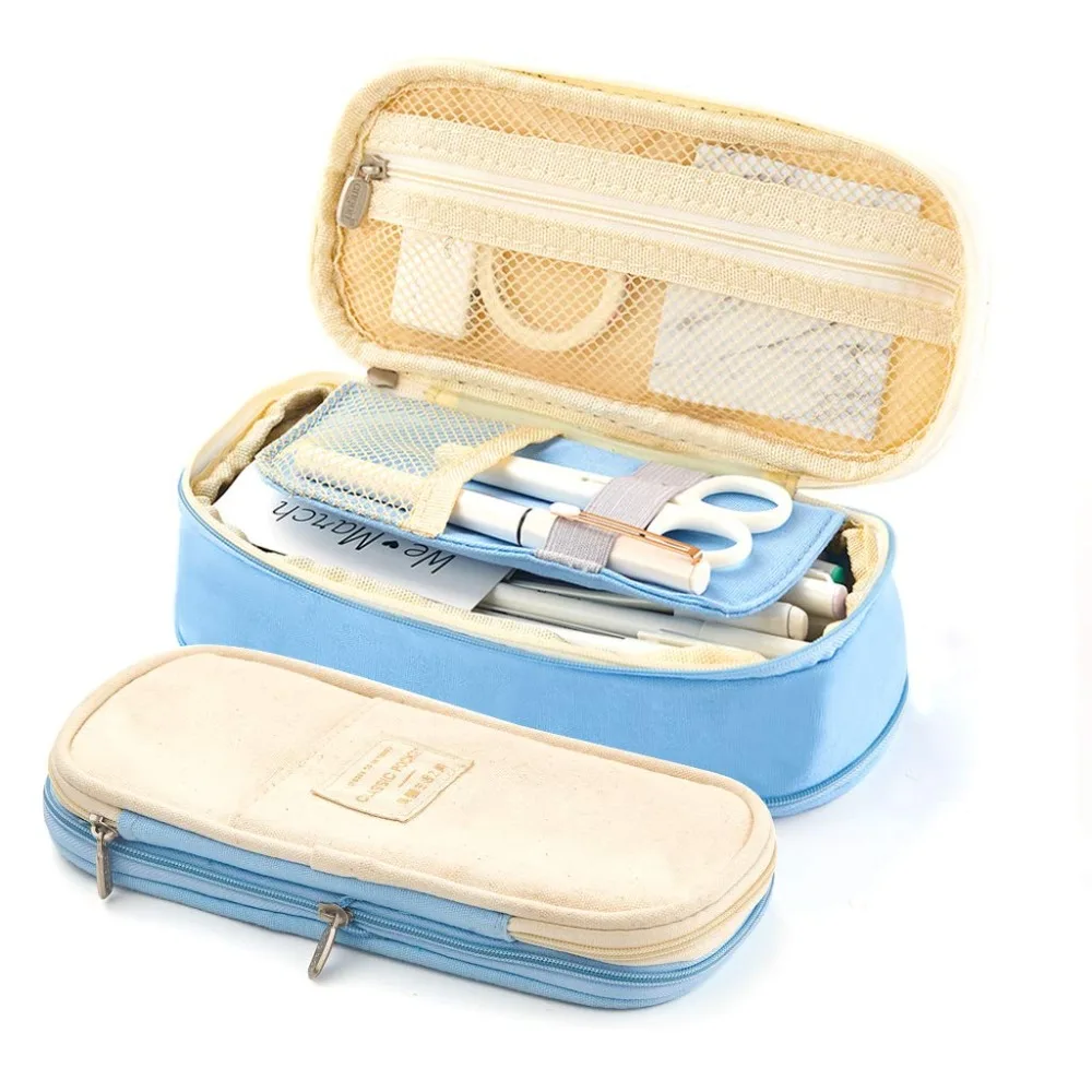 Женский разноцветный холщовый растягивающийся двухслойный вместительный пенал