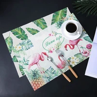 non slip tropical plants tableware pad dining table mat heat insulation placemats flamingo green leaf cactus bowl coaster 30
