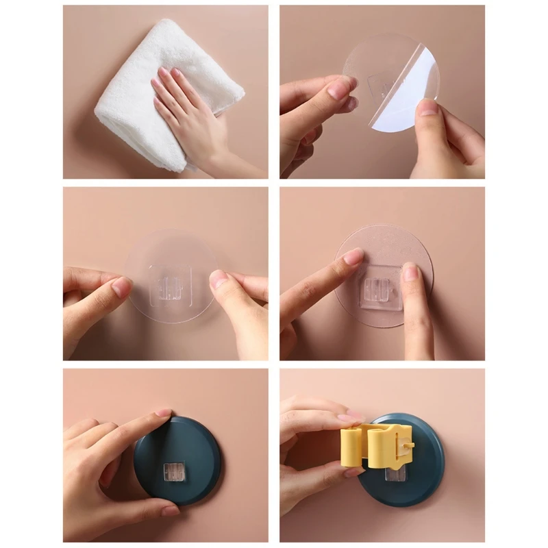 

Wall Mounted Mop Organizer Holder Brush Broom Hanger Storage Rack Self-adhesive Suction Hanging Pipe Hooks for Home Kitchen