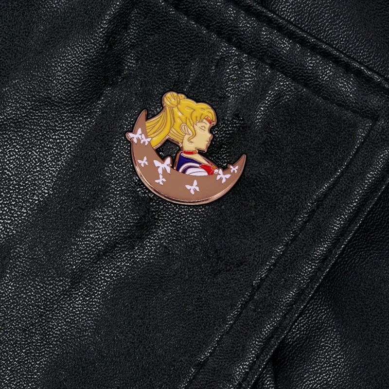 Хорошенький оберег моряк Лунная брошь Луна фильмы значок Усаги эмали штырь