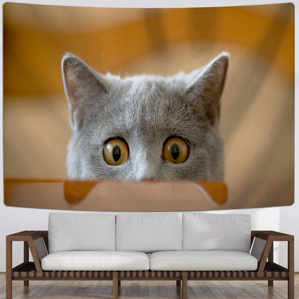 Гобелен настенный с милыми кошками цветной рисунком животных мультяшный гобелен