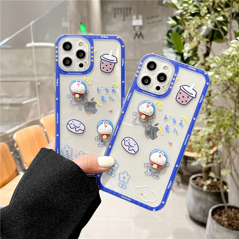 

3D Cartoon Doraemon magic Cat Phone Case For iPhone 11 12 13 XR X XS MAX SE20 6 6s 7 8 Plus Clear Soft TPU Silicone Cover Coque