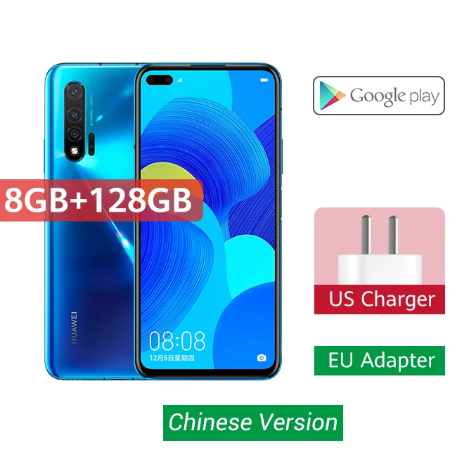 Blue huawei Nova 6 смартфон 40MP AI камера s мобильный телефон 32MP фронтальная камера 6,57 ''полный экран Kirin 990 Android 10 4G Версия - Цвет: Blue