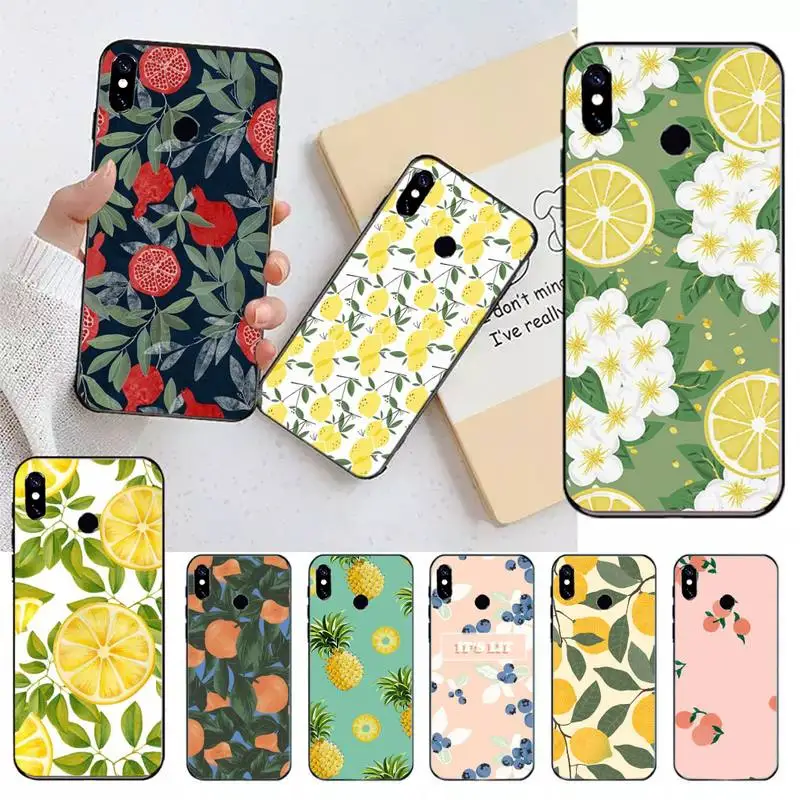 

Summer fruit lemon peach pomegranate Phone Case For Xiaomi Redmi note 7 8 9 t max3 s 10 pro lite Luxury brand shell funda coque