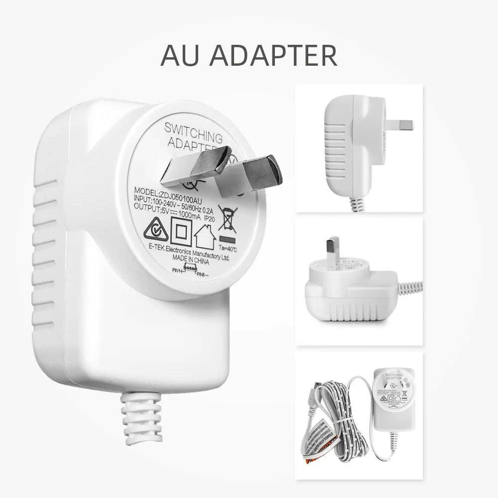 AU Plug DC 5V 1000mA 100-240V 50/60HZ Мощность адаптер Зарядное устройство для Видеоняни и радионяни VB601/VB602/VB603/VB605/VB607 - Цвет: AU Plug