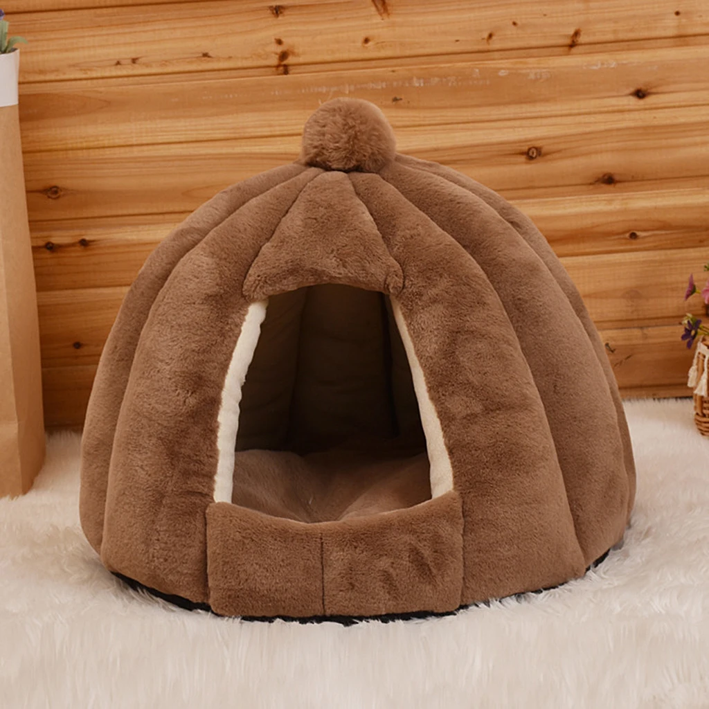 

Dome Top Pet Cat Dog House Kennel Cuddle Cave Sleeping Bed Soft Mat Pad Warm