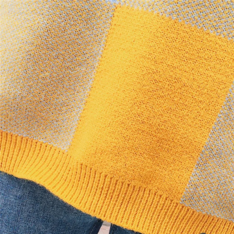 Winter Black white Lattice Sweater 2019 Women New Fall Classic O-Neck Tops Womens Leisure Jumper Knitted Pullovers #40 | Женская одежда