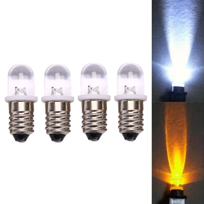 

5pcs E10 Led Bulb DC 3V 4.5V Instrument Bulb Indicator Bulb Flashlight Bulb