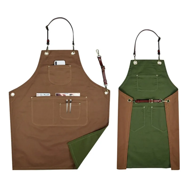 Двухсторонний хлопковый фартук перекрещивающийся ремень официанты бариста