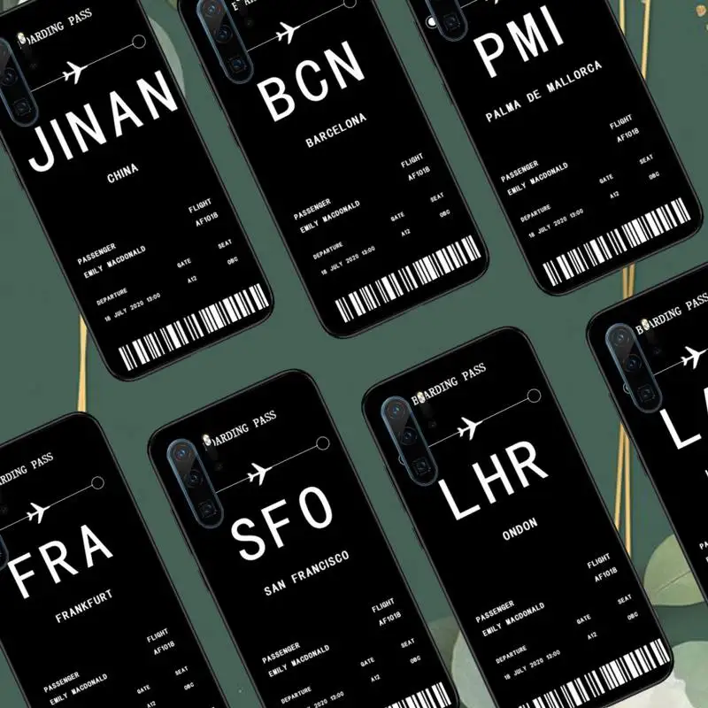 

Personalised Plane Ticket Phone Case For Huawei honor Mate P 9 10 20 30 40 Pro 10i 7 8 a x Lite nova 5t
