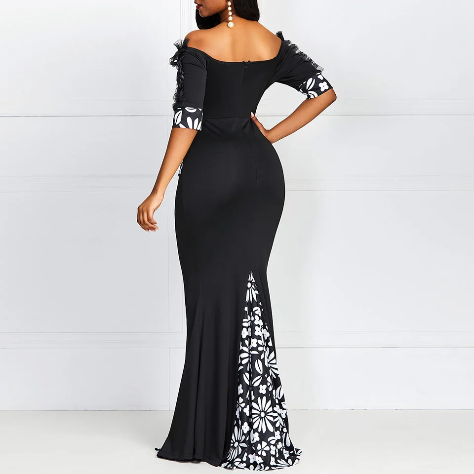 Для женщин Bodycon вечерние платье Элегантное летнее черное с открытыми плечами