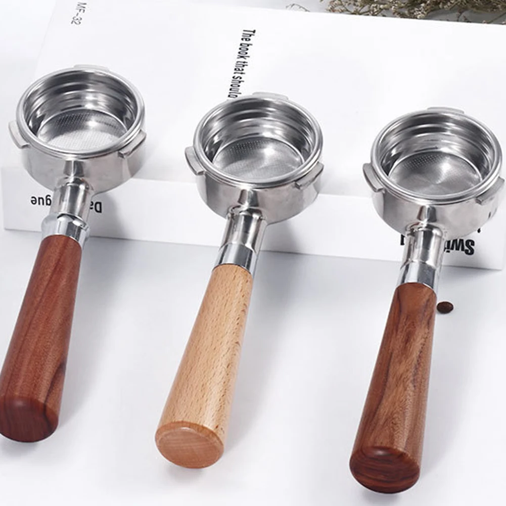 58MM Stainless Steel Double Ear Coffee Machine Handle Bottomless Filter Portafilter Universal Wooden E61 Espresso Tools | Дом и сад